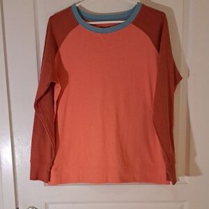 140 - Eddie Bauer Women's Coral and Blue Crew Neck Shirt NWOT